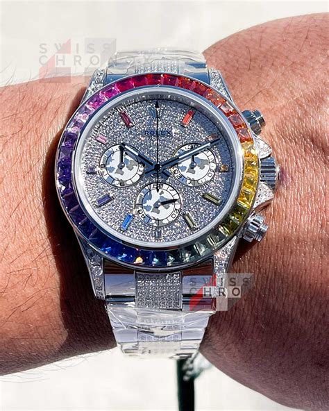 rolex daytona rainbow full pave|rolex daytona diamonds.